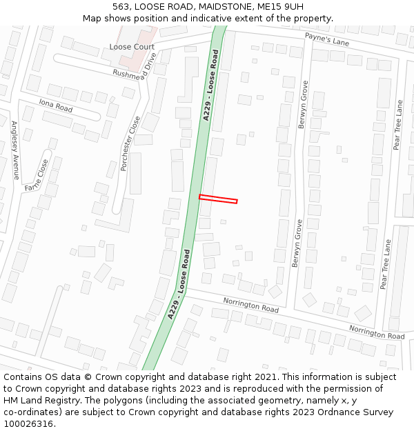 563, LOOSE ROAD, MAIDSTONE, ME15 9UH: Location map and indicative extent of plot