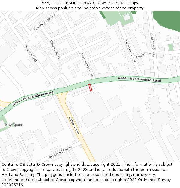 565, HUDDERSFIELD ROAD, DEWSBURY, WF13 3JW: Location map and indicative extent of plot