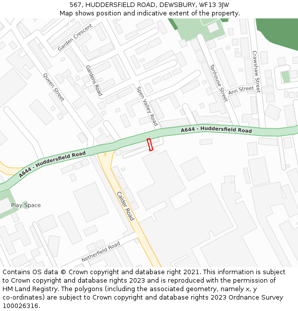 567, HUDDERSFIELD ROAD, DEWSBURY, WF13 3JW: Location map and indicative extent of plot