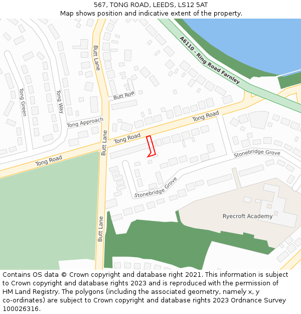 567, TONG ROAD, LEEDS, LS12 5AT: Location map and indicative extent of plot