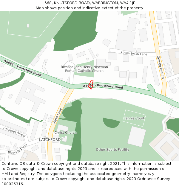 568, KNUTSFORD ROAD, WARRINGTON, WA4 1JE: Location map and indicative extent of plot