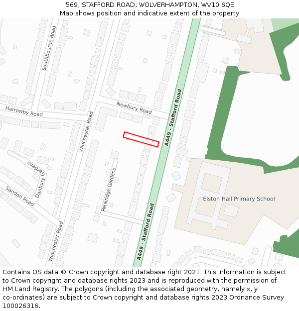569, STAFFORD ROAD, WOLVERHAMPTON, WV10 6QE: Location map and indicative extent of plot