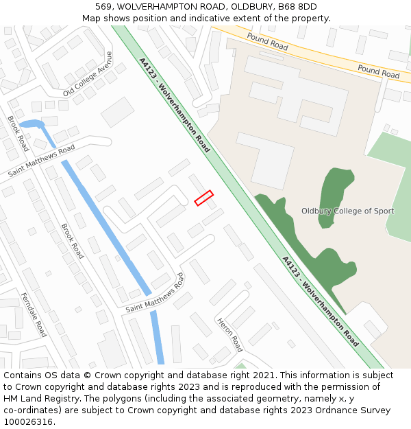 569, WOLVERHAMPTON ROAD, OLDBURY, B68 8DD: Location map and indicative extent of plot