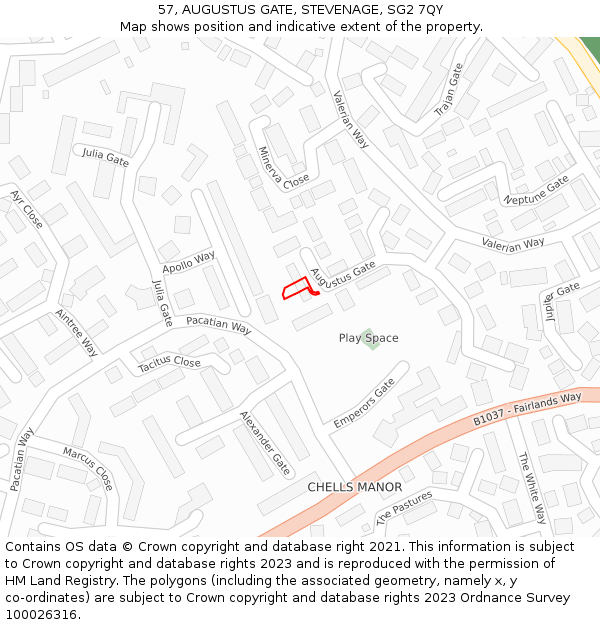 57, AUGUSTUS GATE, STEVENAGE, SG2 7QY: Location map and indicative extent of plot
