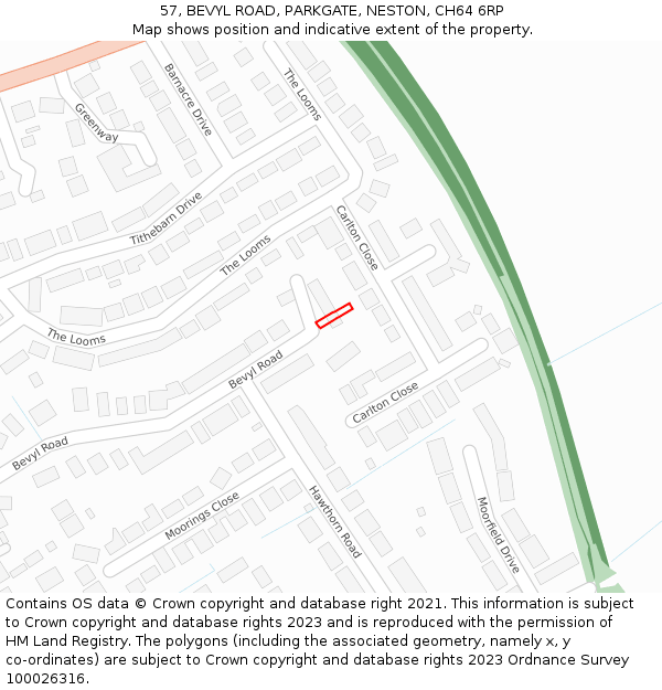 57, BEVYL ROAD, PARKGATE, NESTON, CH64 6RP: Location map and indicative extent of plot