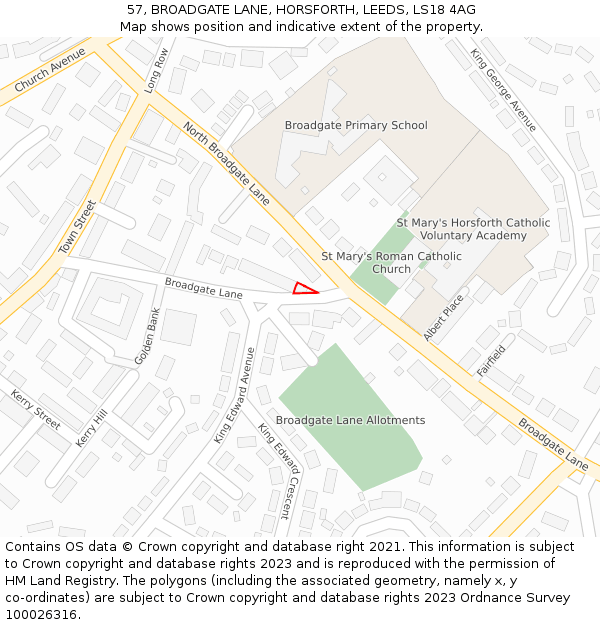 57, BROADGATE LANE, HORSFORTH, LEEDS, LS18 4AG: Location map and indicative extent of plot