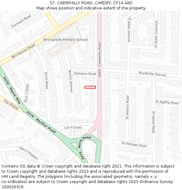 57, CAERPHILLY ROAD, CARDIFF, CF14 4AD: Location map and indicative extent of plot