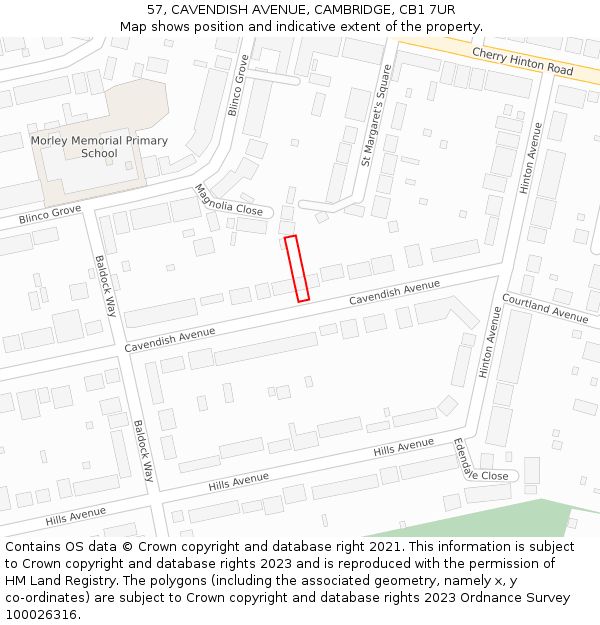 57, CAVENDISH AVENUE, CAMBRIDGE, CB1 7UR: Location map and indicative extent of plot