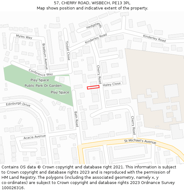 57, CHERRY ROAD, WISBECH, PE13 3PL: Location map and indicative extent of plot