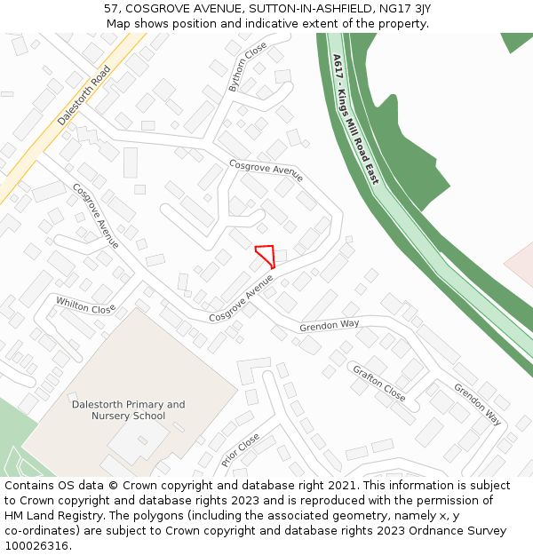57, COSGROVE AVENUE, SUTTON-IN-ASHFIELD, NG17 3JY: Location map and indicative extent of plot