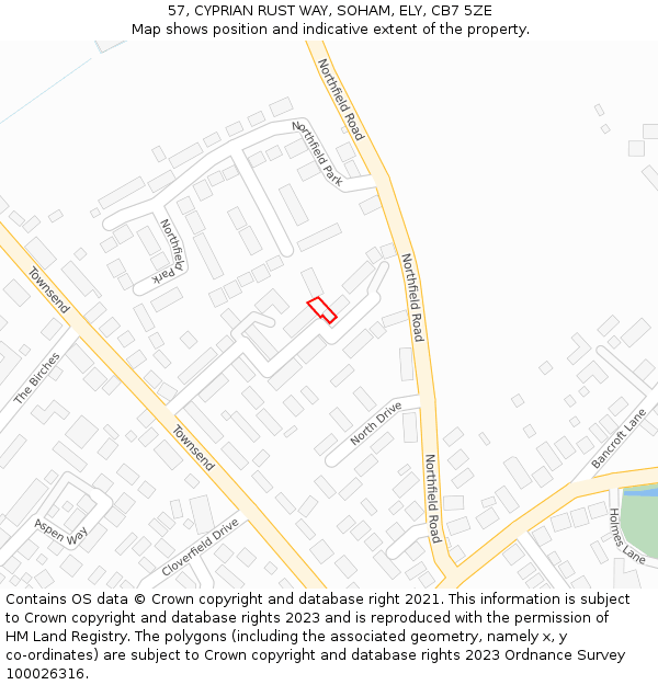 57, CYPRIAN RUST WAY, SOHAM, ELY, CB7 5ZE: Location map and indicative extent of plot