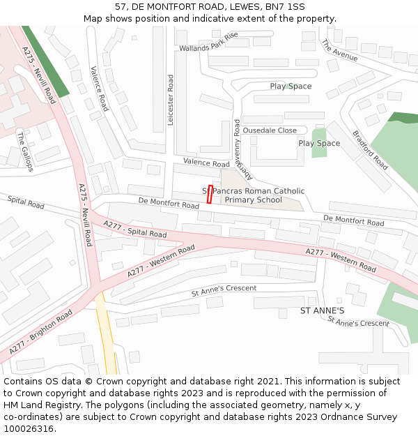 57, DE MONTFORT ROAD, LEWES, BN7 1SS: Location map and indicative extent of plot