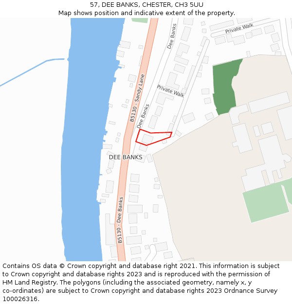 57, DEE BANKS, CHESTER, CH3 5UU: Location map and indicative extent of plot