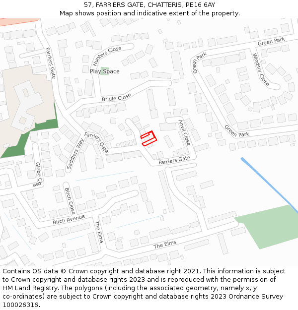 57, FARRIERS GATE, CHATTERIS, PE16 6AY: Location map and indicative extent of plot