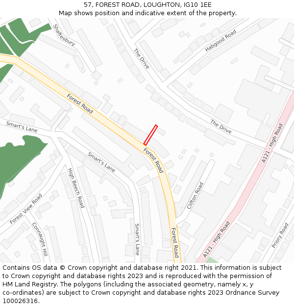 57, FOREST ROAD, LOUGHTON, IG10 1EE: Location map and indicative extent of plot