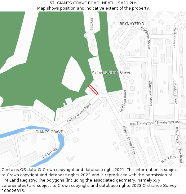 57, GIANTS GRAVE ROAD, NEATH, SA11 2LN: Location map and indicative extent of plot