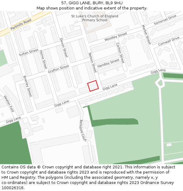 57, GIGG LANE, BURY, BL9 9HU: Location map and indicative extent of plot