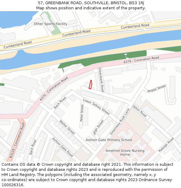 57, GREENBANK ROAD, SOUTHVILLE, BRISTOL, BS3 1RJ: Location map and indicative extent of plot