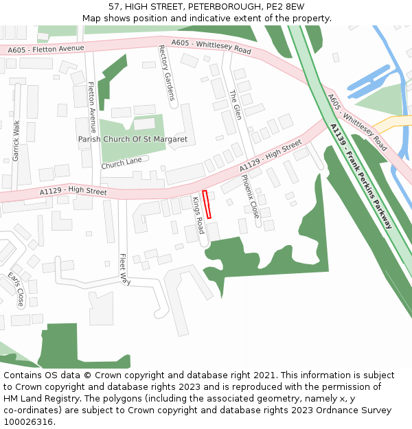 57, HIGH STREET, PETERBOROUGH, PE2 8EW: Location map and indicative extent of plot
