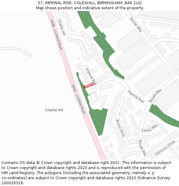 57, IMPERIAL RISE, COLESHILL, BIRMINGHAM, B46 1UG: Location map and indicative extent of plot