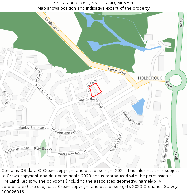 57, LAMBE CLOSE, SNODLAND, ME6 5PE: Location map and indicative extent of plot
