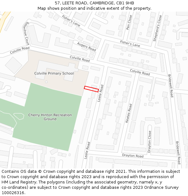 57, LEETE ROAD, CAMBRIDGE, CB1 9HB: Location map and indicative extent of plot