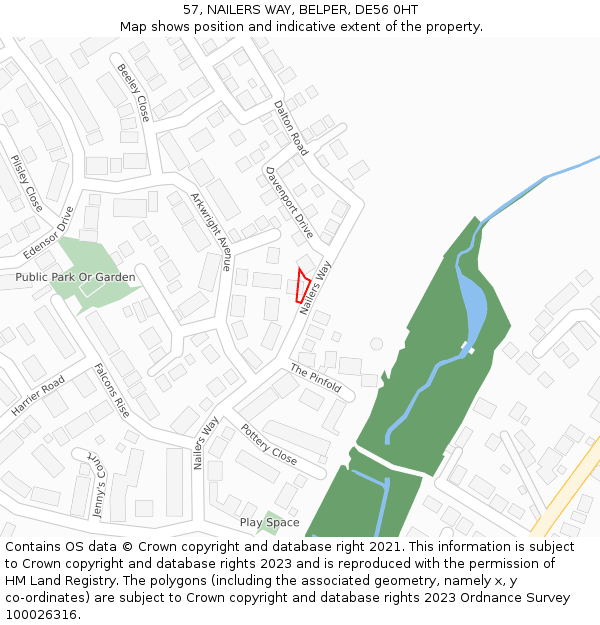 57, NAILERS WAY, BELPER, DE56 0HT: Location map and indicative extent of plot