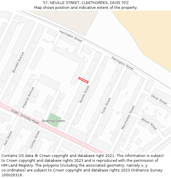 57, NEVILLE STREET, CLEETHORPES, DN35 7PZ: Location map and indicative extent of plot