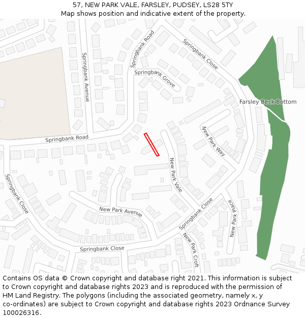 57, NEW PARK VALE, FARSLEY, PUDSEY, LS28 5TY: Location map and indicative extent of plot
