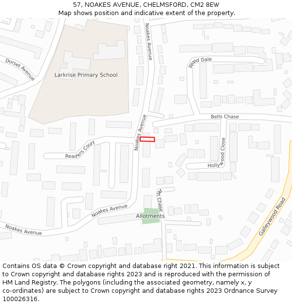 57, NOAKES AVENUE, CHELMSFORD, CM2 8EW: Location map and indicative extent of plot