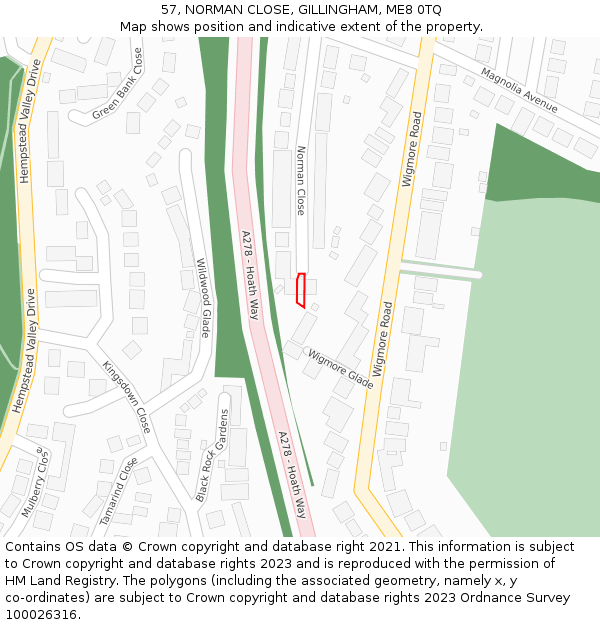 57, NORMAN CLOSE, GILLINGHAM, ME8 0TQ: Location map and indicative extent of plot