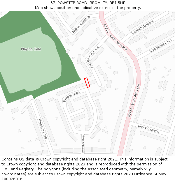 57, POWSTER ROAD, BROMLEY, BR1 5HE: Location map and indicative extent of plot