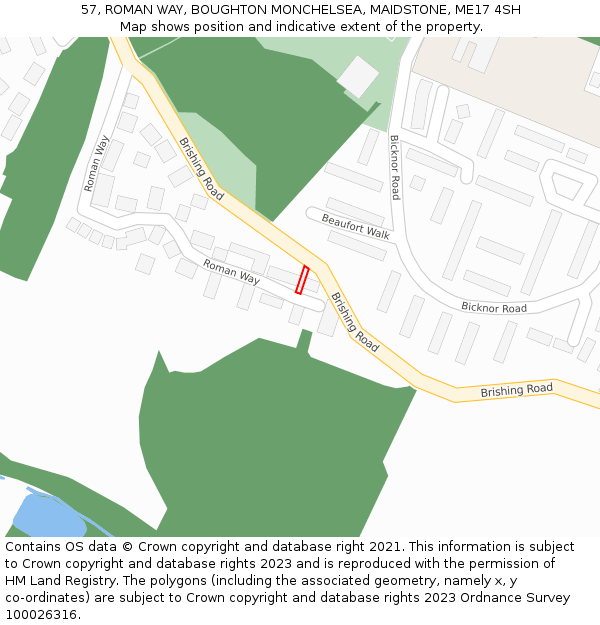 57, ROMAN WAY, BOUGHTON MONCHELSEA, MAIDSTONE, ME17 4SH: Location map and indicative extent of plot