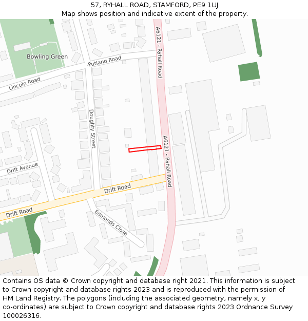 57, RYHALL ROAD, STAMFORD, PE9 1UJ: Location map and indicative extent of plot