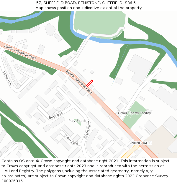 57, SHEFFIELD ROAD, PENISTONE, SHEFFIELD, S36 6HH: Location map and indicative extent of plot