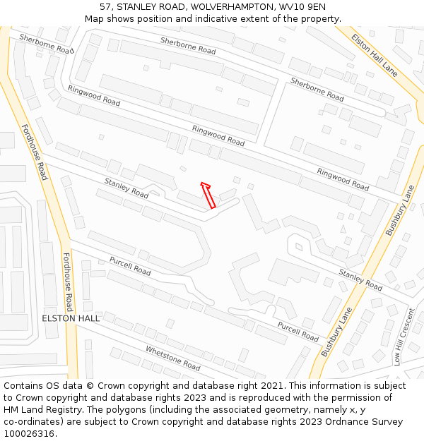 57, STANLEY ROAD, WOLVERHAMPTON, WV10 9EN: Location map and indicative extent of plot