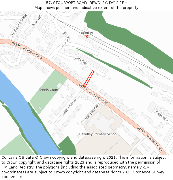 57, STOURPORT ROAD, BEWDLEY, DY12 1BH: Location map and indicative extent of plot