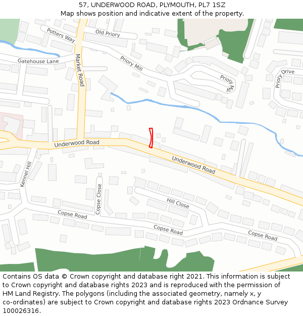 57, UNDERWOOD ROAD, PLYMOUTH, PL7 1SZ: Location map and indicative extent of plot