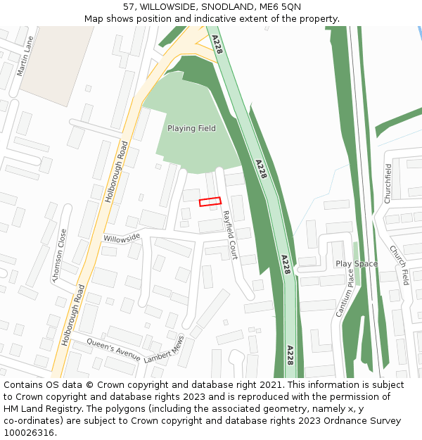 57, WILLOWSIDE, SNODLAND, ME6 5QN: Location map and indicative extent of plot