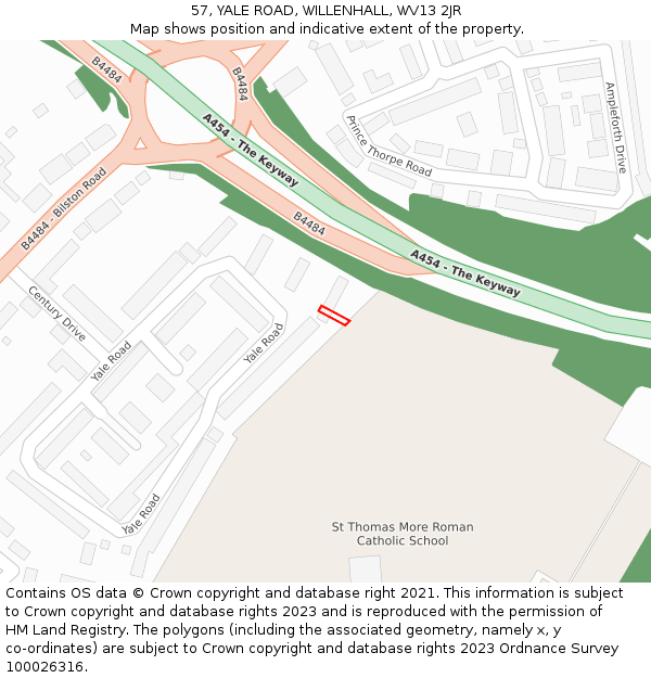 57, YALE ROAD, WILLENHALL, WV13 2JR: Location map and indicative extent of plot