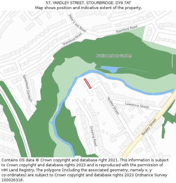 57, YARDLEY STREET, STOURBRIDGE, DY9 7AT: Location map and indicative extent of plot