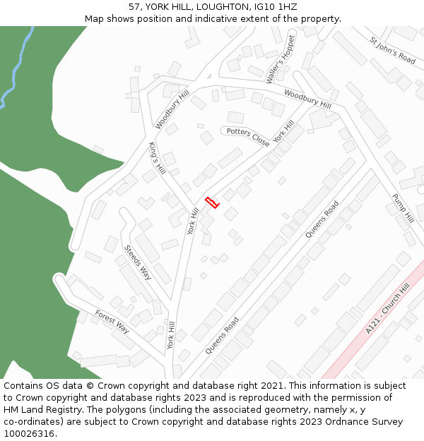 57, YORK HILL, LOUGHTON, IG10 1HZ: Location map and indicative extent of plot