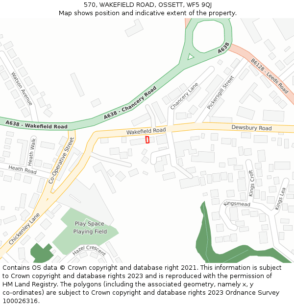 570, WAKEFIELD ROAD, OSSETT, WF5 9QJ: Location map and indicative extent of plot
