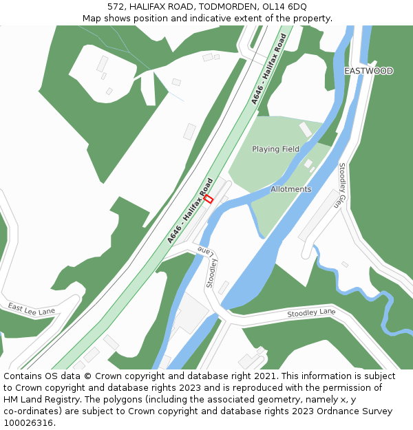 572, HALIFAX ROAD, TODMORDEN, OL14 6DQ: Location map and indicative extent of plot