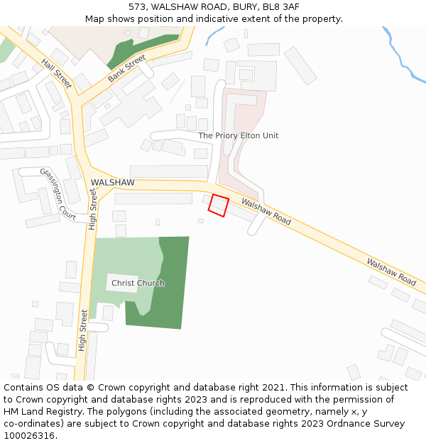 573, WALSHAW ROAD, BURY, BL8 3AF: Location map and indicative extent of plot