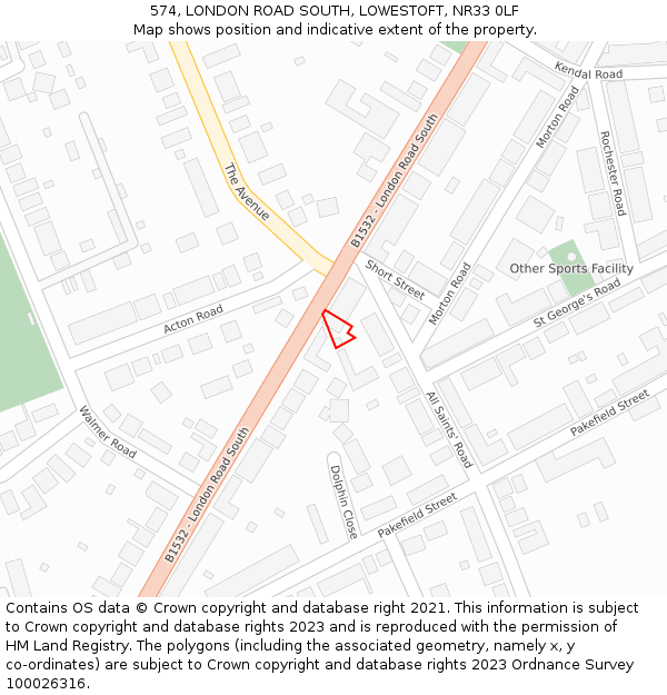 574, LONDON ROAD SOUTH, LOWESTOFT, NR33 0LF: Location map and indicative extent of plot