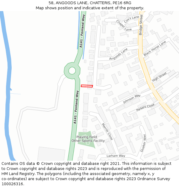 58, ANGOODS LANE, CHATTERIS, PE16 6RG: Location map and indicative extent of plot