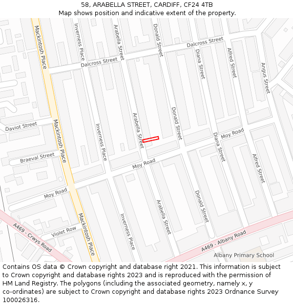 58, ARABELLA STREET, CARDIFF, CF24 4TB: Location map and indicative extent of plot