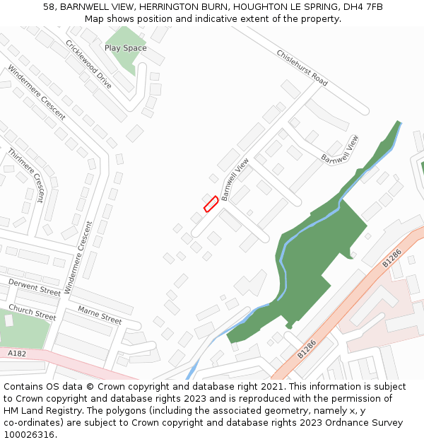 58, BARNWELL VIEW, HERRINGTON BURN, HOUGHTON LE SPRING, DH4 7FB: Location map and indicative extent of plot
