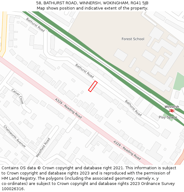 58, BATHURST ROAD, WINNERSH, WOKINGHAM, RG41 5JB: Location map and indicative extent of plot